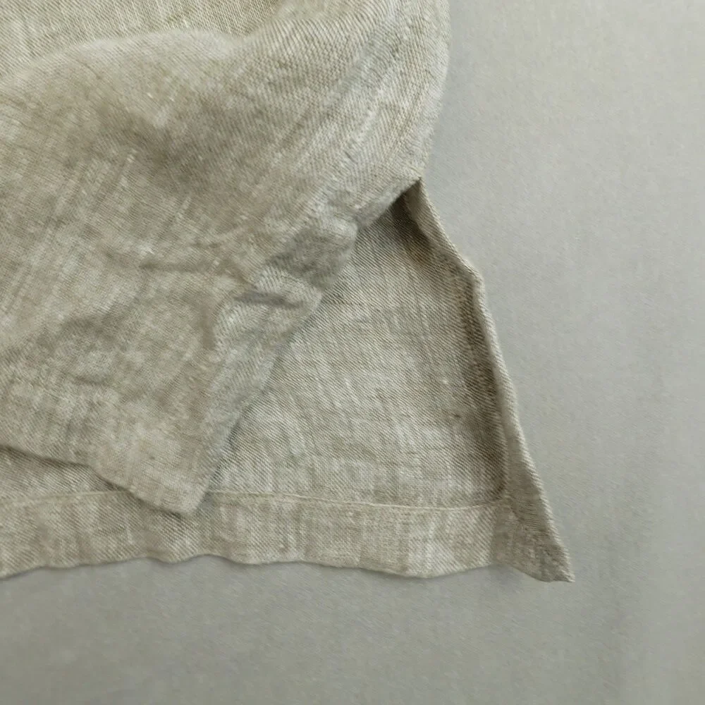 Eileen Fisher Tunic Organic Linen Square Top Boxy Fit Beige Size Small